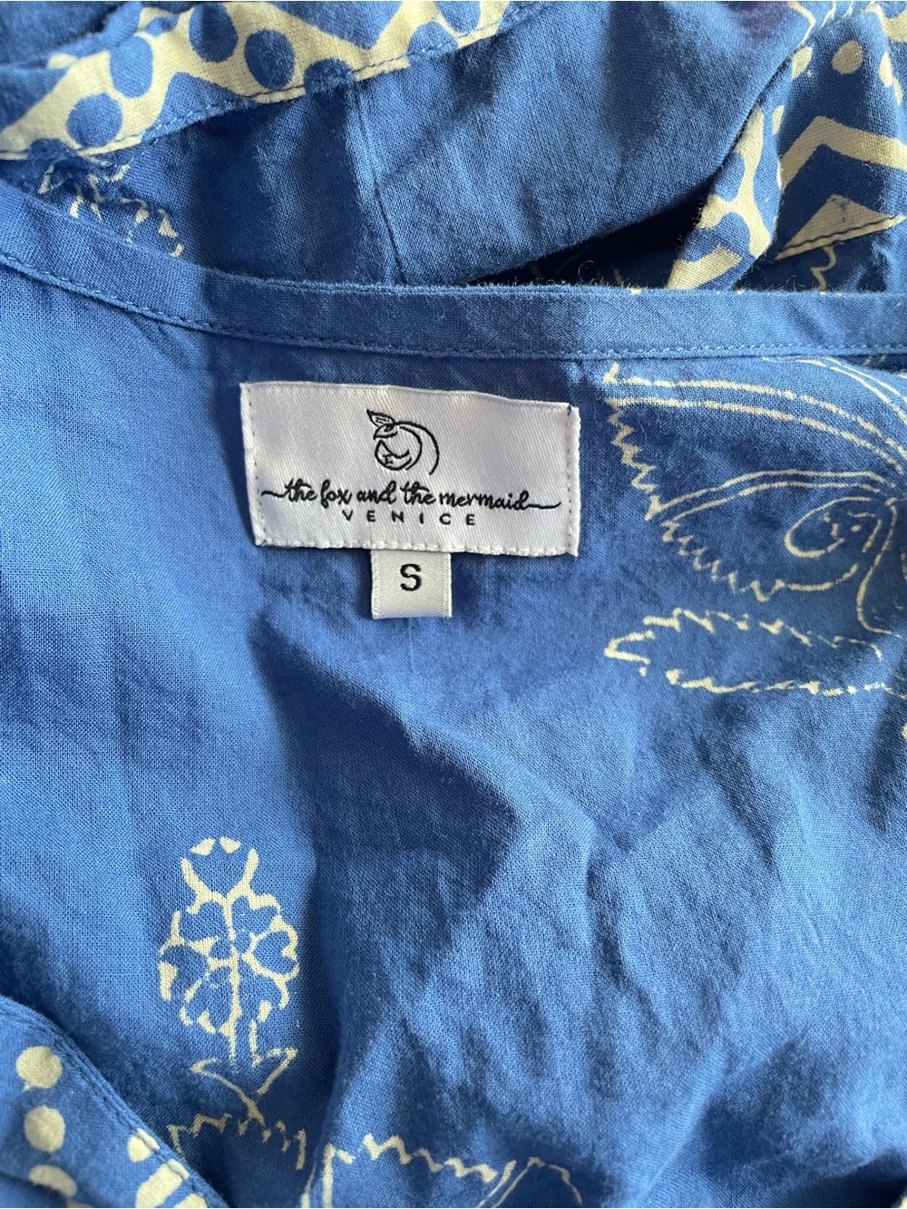 The Fox and The Mermaid Block Printed Dress - Bhavani in Egyptian Blue Small - Picture 3 of 8